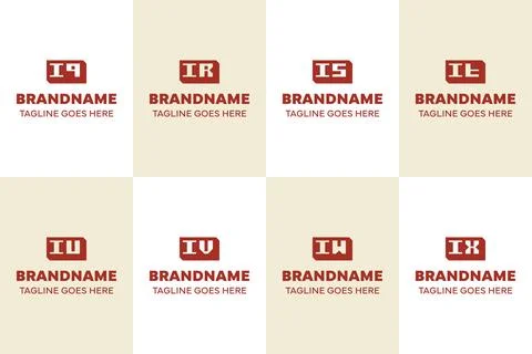Letters IQ IR IS IT IU IV IW IX Box 3D Logo Set Illustrazione stock