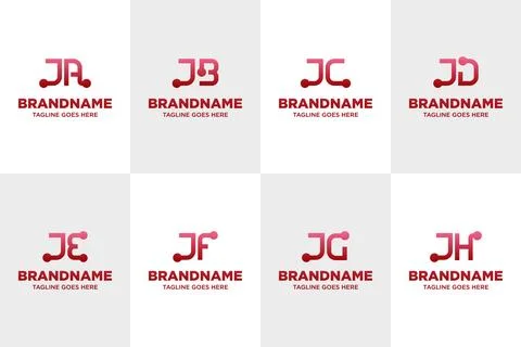 Letters JA JB JC JD JE JF JG JH Technology Logo, symbolizing innovation, di.. Stock Illustration