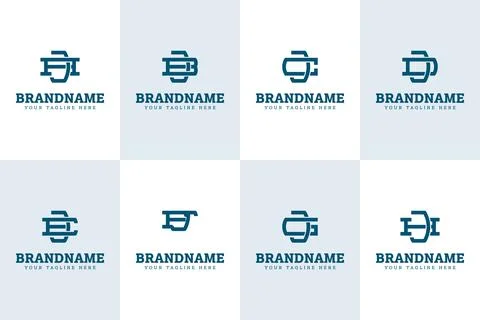 Letters JA JB JC JD JE JF JG JH Monogram Logo Set, for AJ BJ CJ DJ EJ GJ HJ.. Stock Illustration