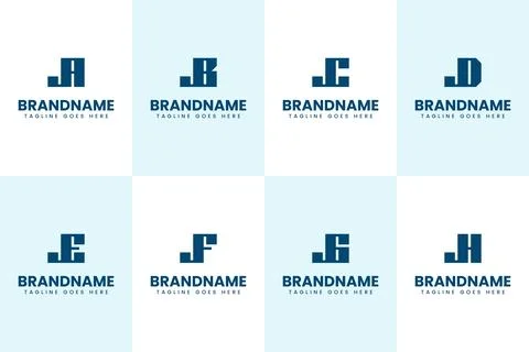 Letters JA JB JC JD JE JF JG JH Logo Monogram Set, for AJ BJ CJ DJ EJ FJ GJ.. Stock Illustration