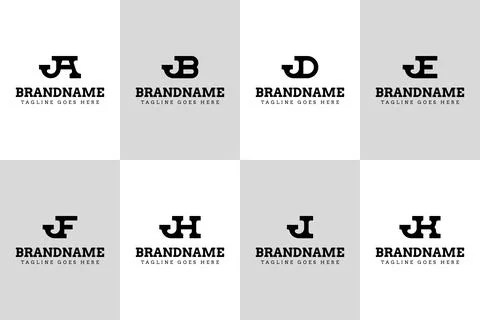 Letters JA JB JD JE JF JH JI JK Logo Set Monogram Stock Illustration