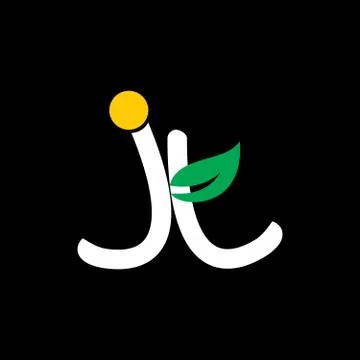 Letters jt leaf shape natural logo vector Stock Illustration