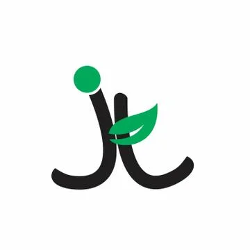 Letters jt simple green tea leaf logo vector 스톡 일러스트