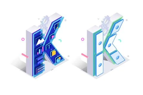 Letters K with social networks elements Ilustración de archivo