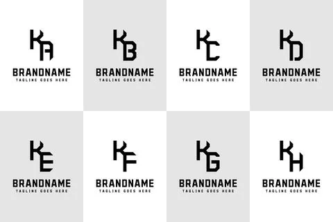 Letters KA KB KC KD KE KF KG KH Logo Monogram Set Stock Illustration