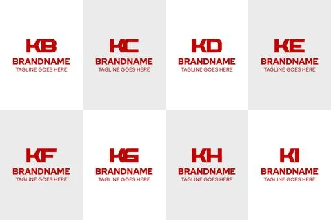 Letters KB KC KD KE KF KG KH KI Logo Monogram Set, for BK CK DK EK FK GK HK.. Stock Illustration