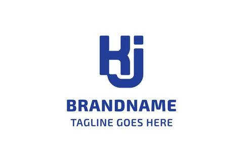 Letters KJ Monogram Connected Logo, symbolizing connection and unity, for J.. Stock Illustration