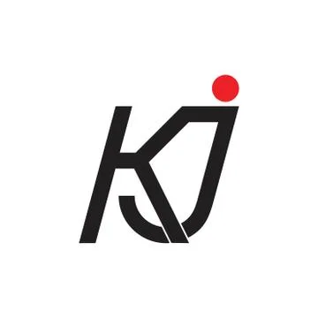 Letters kj simple linked geometric logo vector Stock Illustration