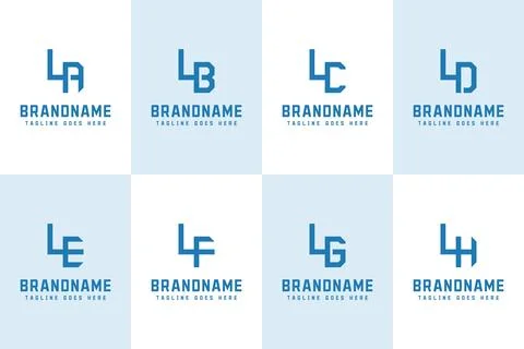 Letters LA LB LC LD LE LF LG LH Logo Monogram Set Stock Illustration