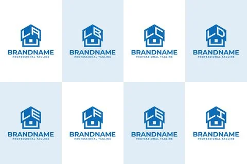 Letters LA LB LC LD LE LF LG LI Home Roof Logo, for AL BL CL DL EL FL GL IL.. Stock Illustration