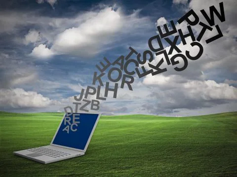 Letters from laptop Stock Illustration