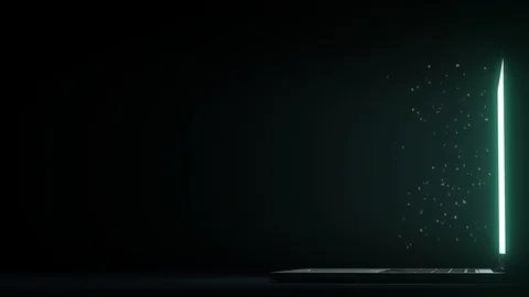 Letters leaving computer screen form CODE text, 3D animation Stock Footage 99774784