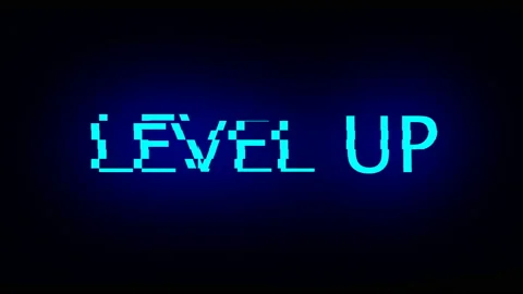 Letters of Level up text with noise on black, 3d render background, computer Stock Footage 101207413