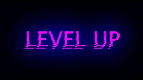 Letters of Level up text with noise on black, 3d render background, computer Stock Footage 115358758