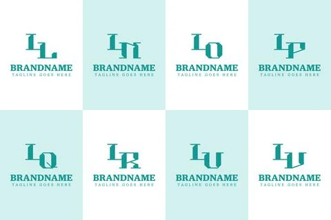 Letters LL LN LO LP LQ LR LU LV Logo Set Monogram, for LL NL OL PL QL RL UL.. Stock Illustration
