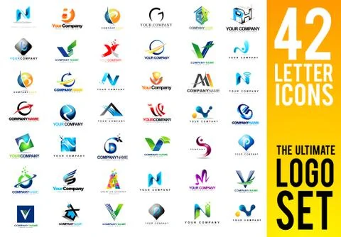 Letters Logo Set Collection Illustrazione stock