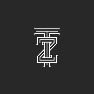 Letters logo TZ linear medieval monogram template, overlapping thin lines des Stock Illustration