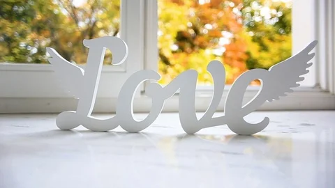 Letters love on window Stock Footage 80189299