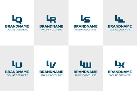 Letters LQ LR LS LT LU LV LW LX Logo Monogram Set, for QL RL SL TL UL VL WL.. Stock Illustration