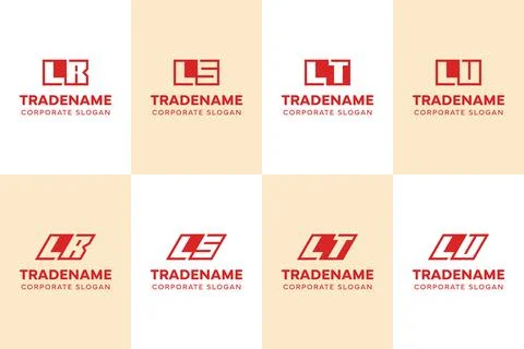 Letters LR LS LT LU Square and Dynamic Logo Set 스톡 일러스트