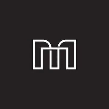 Letters m infinity linear geometric outlines logo vector Stock Illustration