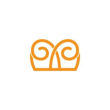 Letters m spiral bread lines simple logo vector Stock Illustration