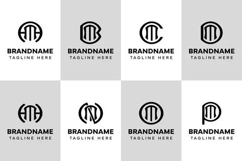 Letters MA MB MC MD MH MN MO MP Monogram Logo Set, for AM BM CM DM HM NM OM.. Stock Illustration