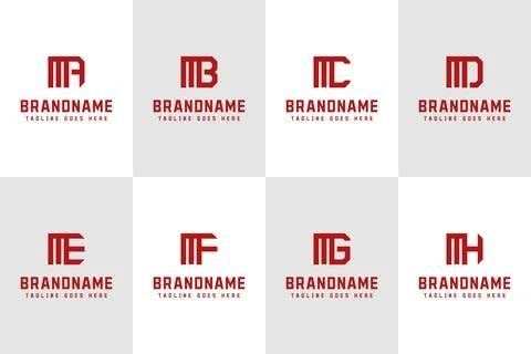Letters MA MB MC MD ME MF MG MH Logo Monogram Set Stock Illustration