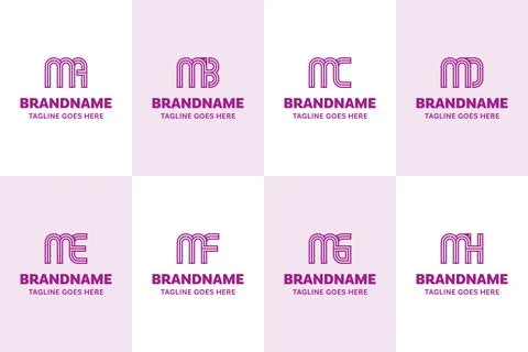Letters MA MB MC MD ME MF MG MH Line Logo Set, for AM BM CM DM EM FM GM HM .. Stock Illustration