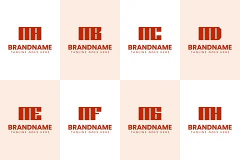 Letters MA MB MC MD ME MF MG MH Logo Monogram Set, for AM BM CM DM EM FM GM.. Stock Illustration