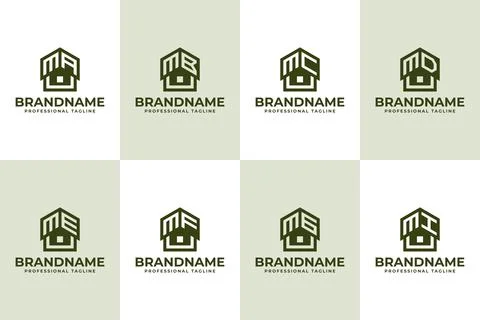 Letters MA MB MC MD ME MF MG MI Home Roof Logo, for AM BM CM DM EM FM GM IM.. Stock Illustration