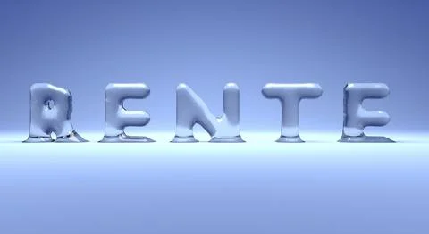 Letters made of ice form the word pension, German icy pension word on a blue Stock Illustration