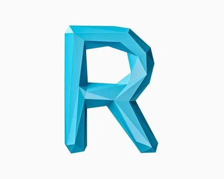 Letters made of low poly blue material Stock Illustration