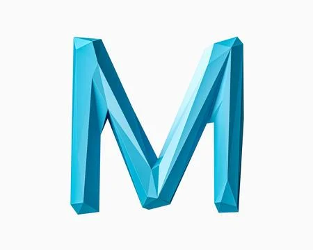 Letters made of low poly blue material Stock Illustration