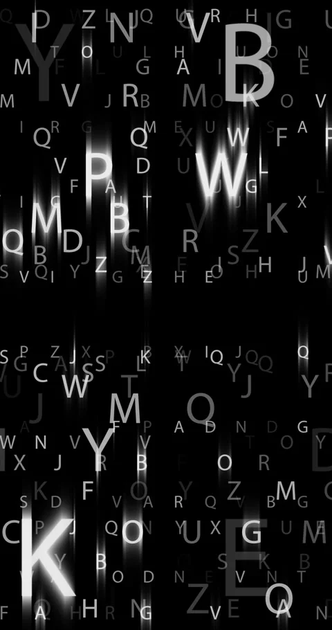 Letters matrix passing. 4K Vertical. Loop Stock Footage 313033046
