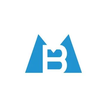 Letters mb simple negative space triangle geometric logo Stock Illustration