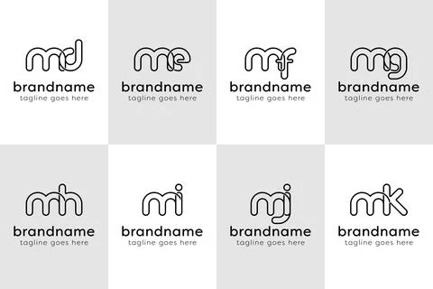 Letters MD ME MF MG MH MI MJ MK Monogram Line Logo, for DM EM FM GM HM IM J.. Stock Illustration
