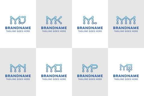 Letters MJ MK ML MM MN MO MP MQ Technology Logo イラスト素材