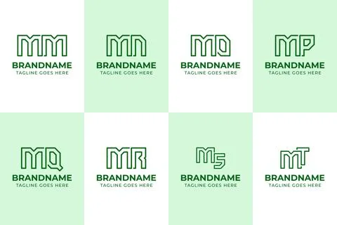 Letters MM MN MO MP MQ MR MS MT Monogram Logo Set, for M NM OM PM QM RM SM .. Stock Illustration