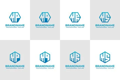 Letters MP MQ MR MS Hexagon Logo Set, suitable for business with PM QM RM S.. Stock Illustration