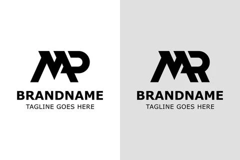 Letters MP MR Monogram Modern Logo Set, suitable for MP PM MR RM Initials Bra Stock Illustration