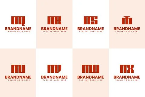 Letters MQ MR MS MT MU MV MW MX Logo Monogram Set, for QM RM SM TM UM VM WM.. Stock Illustration