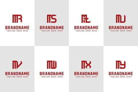 Letters MR MS MT MU MV MW MX MY Logo Monogram Set Stock Illustration