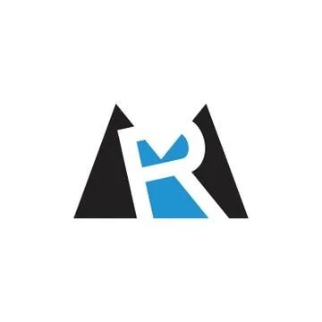 Letters mr simple negative space triangle geometric logo Stock Illustration