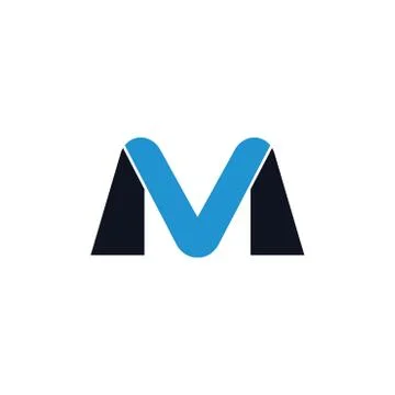 Letters mv simple geometric logo vector Stock Illustration