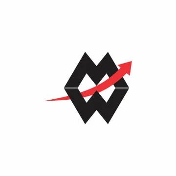 Letters mw arrow up logo vector Stock Illustration
