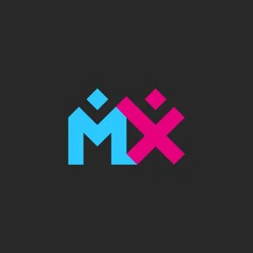 The letters MX logo, two letters M and X together in the form of abstract fig Stock Illustration