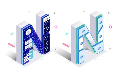 Letters N with social networks elements Ilustración de archivo