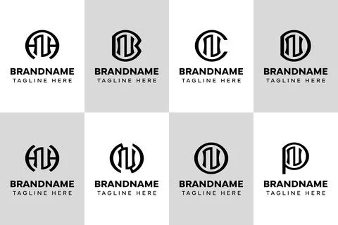Letters NA NB NC ND NH NN NO NP Monogram Logo Set, for AN BN CN DN HN NN ON.. Ilustração Stock