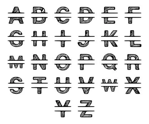 Letters name monogram set. Vector typography scribble design Stock Illustration